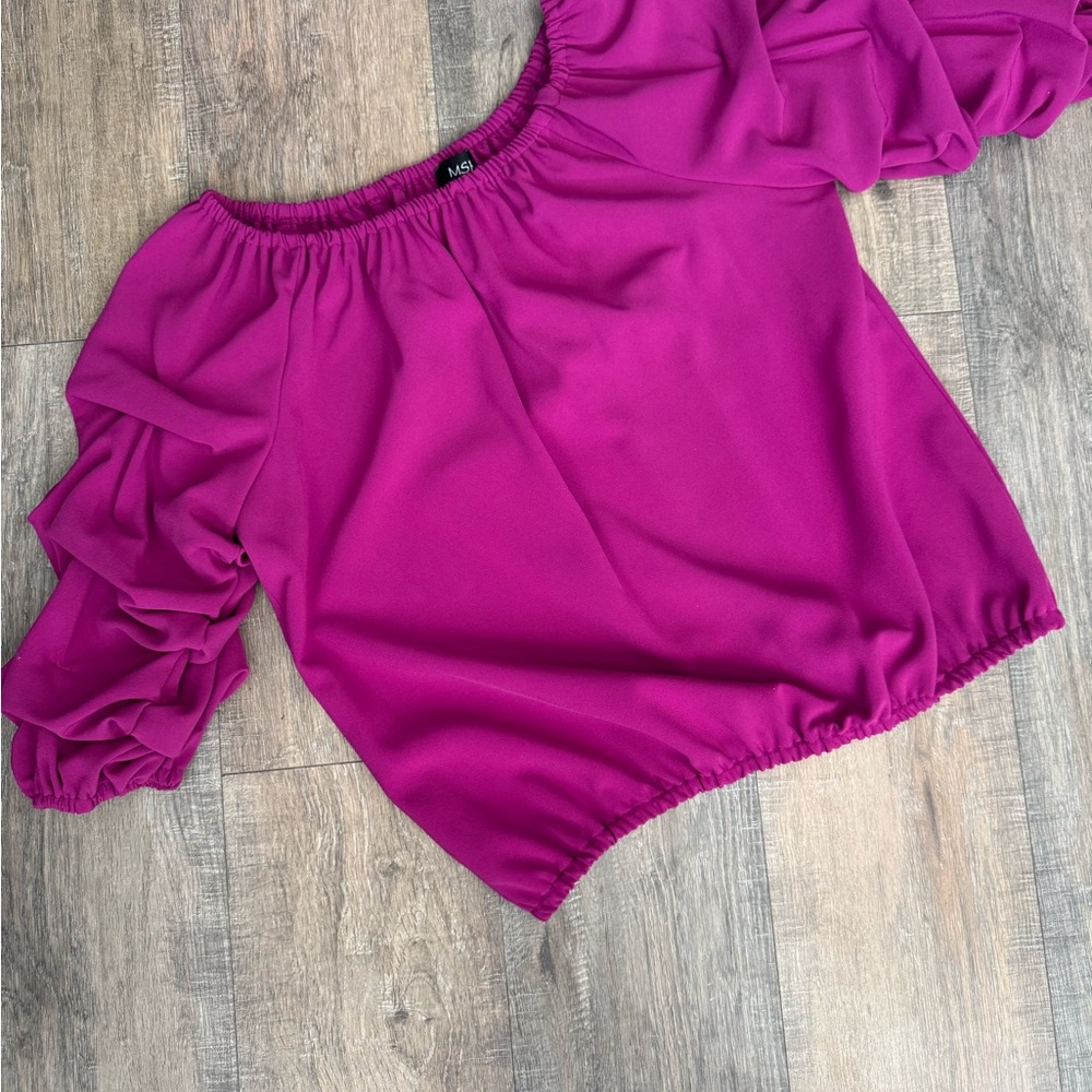 MSK Fuchsia Off-Shoulder Ruffle Blouse